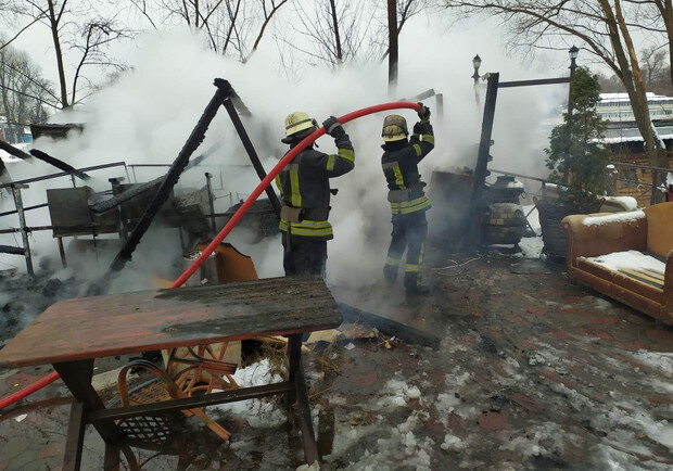 На территории Гидропарка в Киеве произошел пожар. 