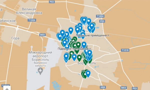 В Борисполі створили електронну мапу укриттів