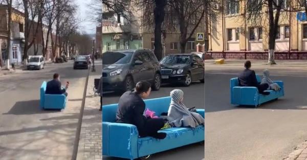 В Тернопольской области мужчина ездит на диване - Life