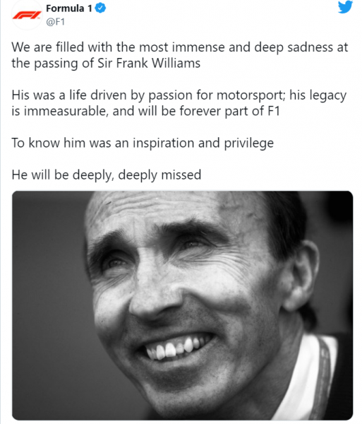 Умер легенда Формулы-1 Фрэнк Уильямс, создатель одноименной команды фото - 